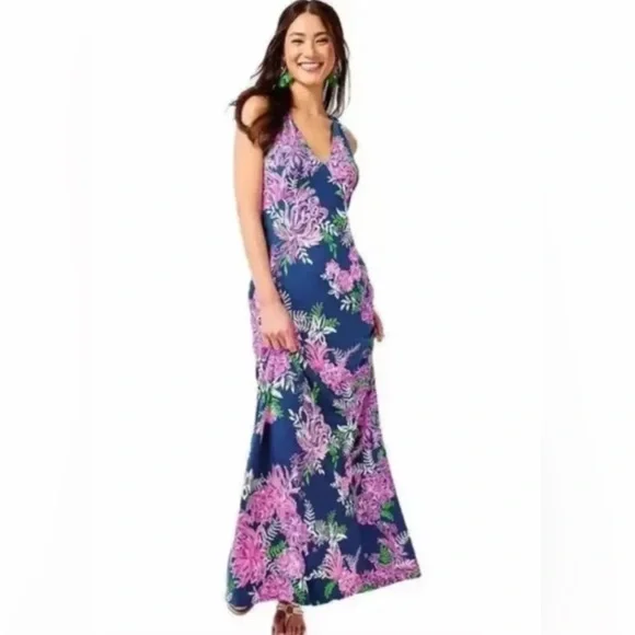 Lilly Pulitzer | Dresses | Nwt Lilly Pulitzer Noemi Maxi Dress In Ruffle  Your Feathers Size L | Poshmark